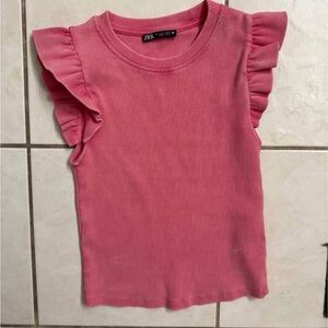 Zara Pink Ruffle Sleeve Tank Top